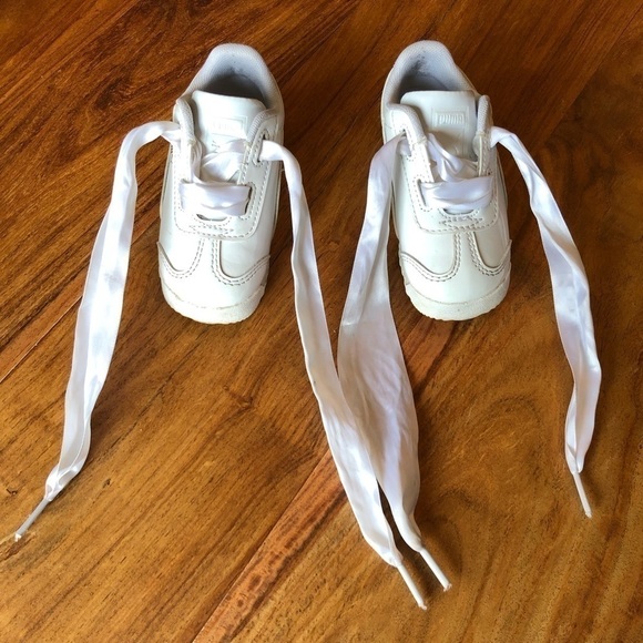 White Puma Roma Heart Patent Sneaker With Ribbon Laces - Picture 8 of 11